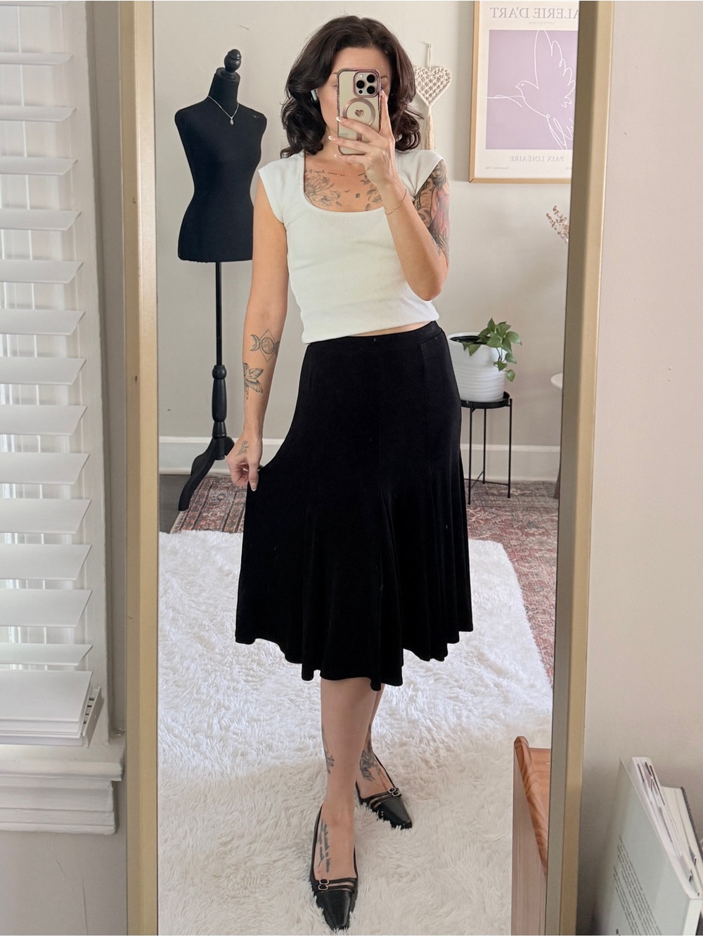 Black Midi A-Line Skirt - Classic Women’s Skirt
